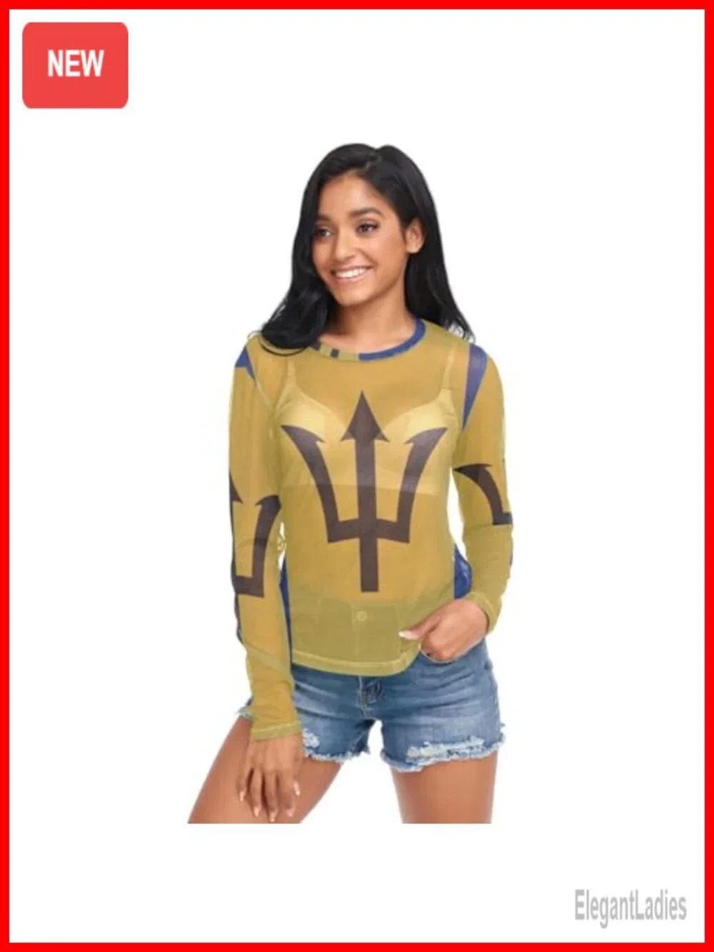 Sheer Mesh Long Sleeve T-Shirt Blouse Summer Top
